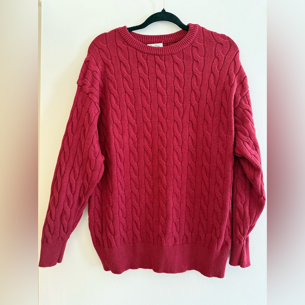Cozy Cable Knit Sweater - Red